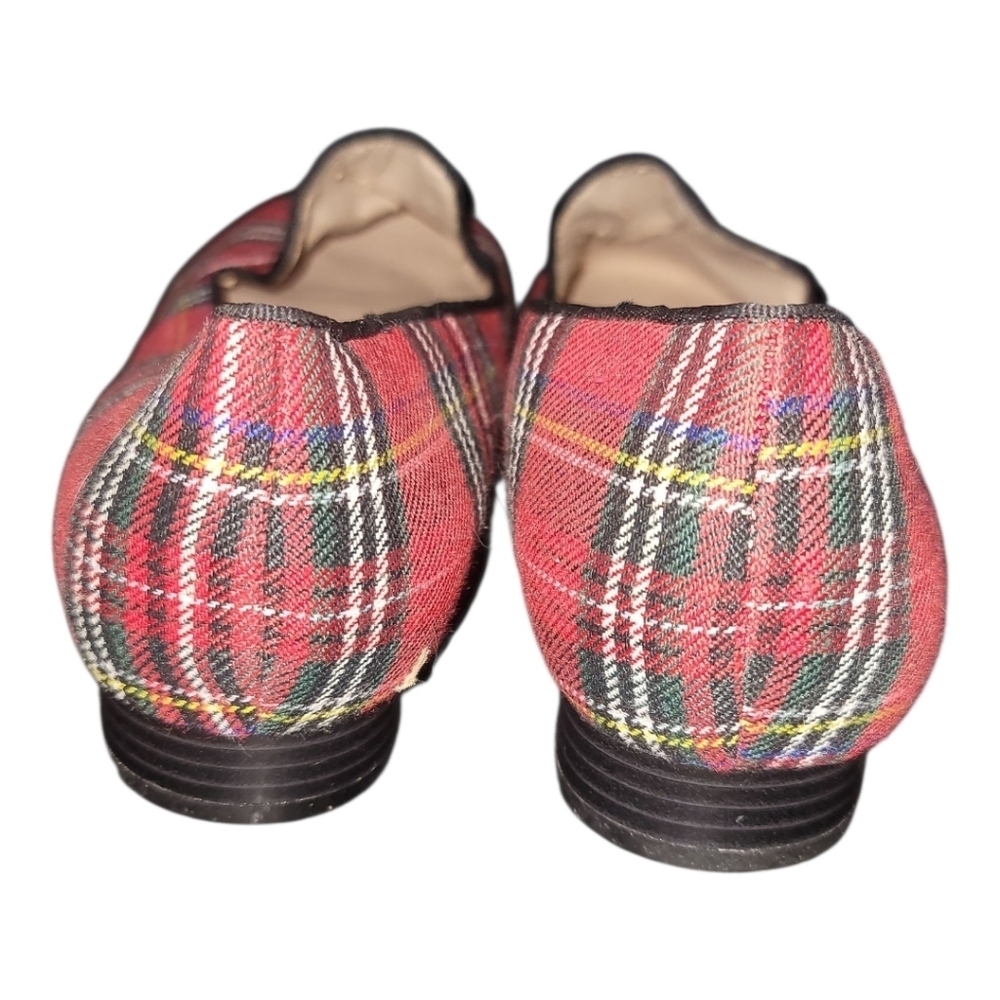14th & union red tartan Plaid Loafers smoking slippers w Gold Toe 9.5 - Picture 2 of 4